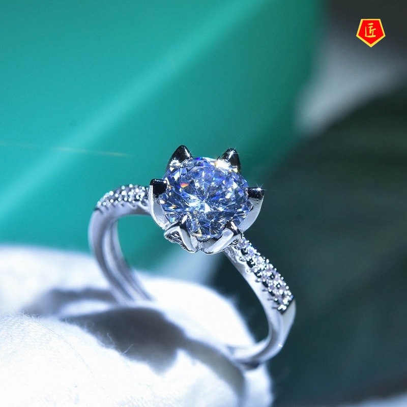 [Ready Stock]2 Karat Moissanite Lotus Open Ring