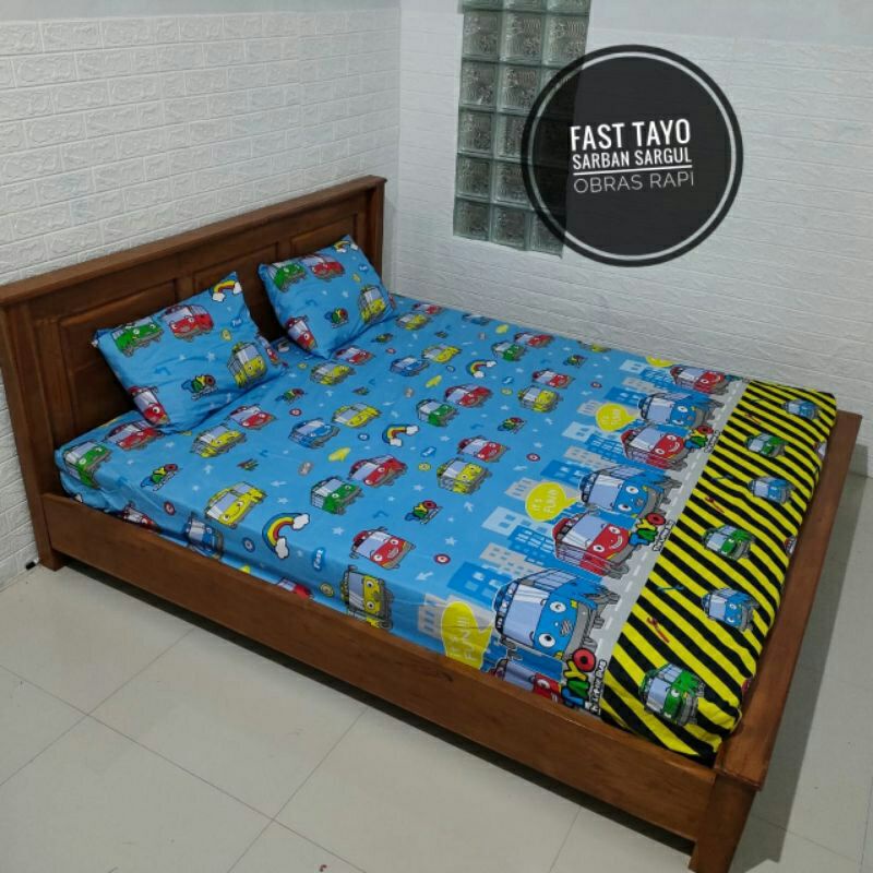 sprei karakter tayo size 120x200,160x200,180x200,200x200