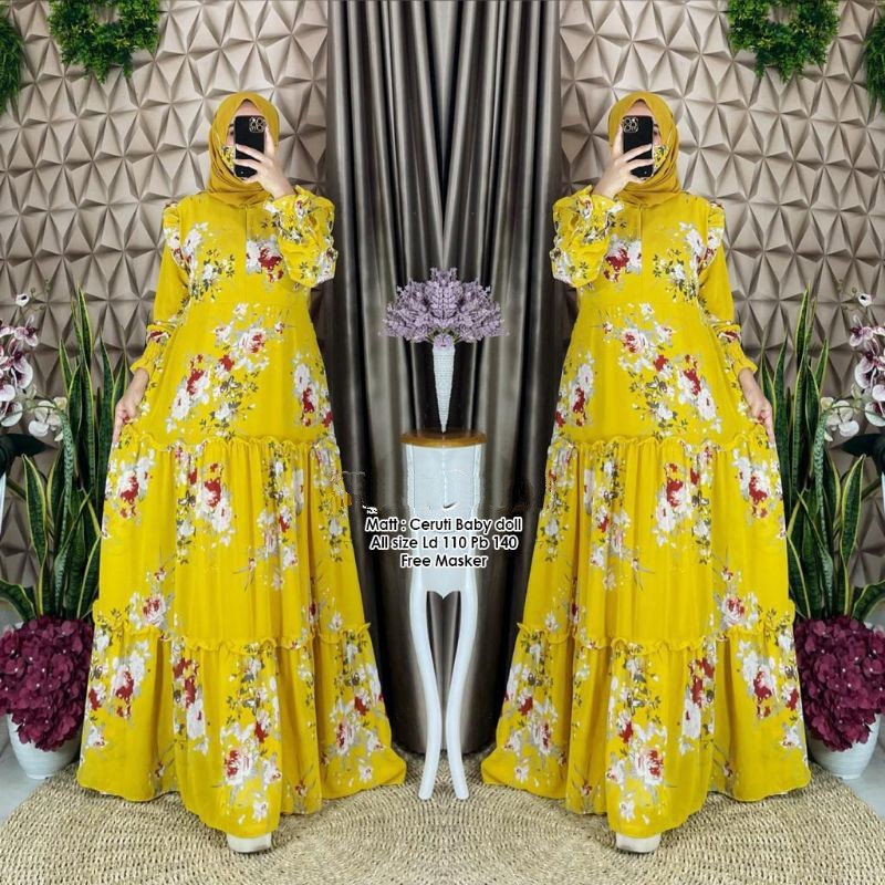Gamis Kekinian Gamis Ceruty Bunga Gamis Ceruty Babydoll Premium