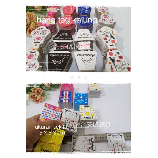 

Hang tag aksesoris (kurang lebih 100 pcs) kalung masker gelang aksesoris