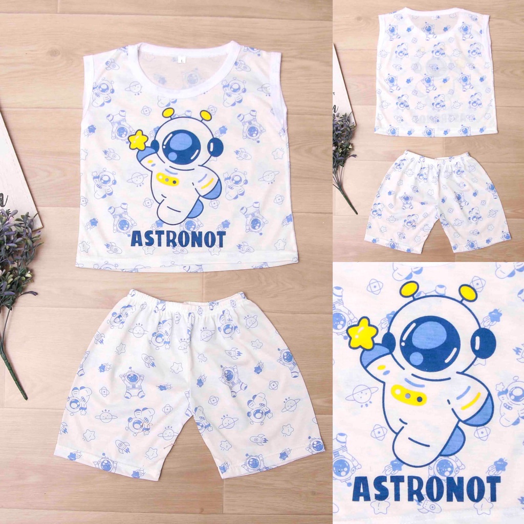 Jikialiang - SETELAN SINGLET ANAK LAKI LAKI USIA 1-3 TAHUN ELLONIA GAMBAR ASTRONOT