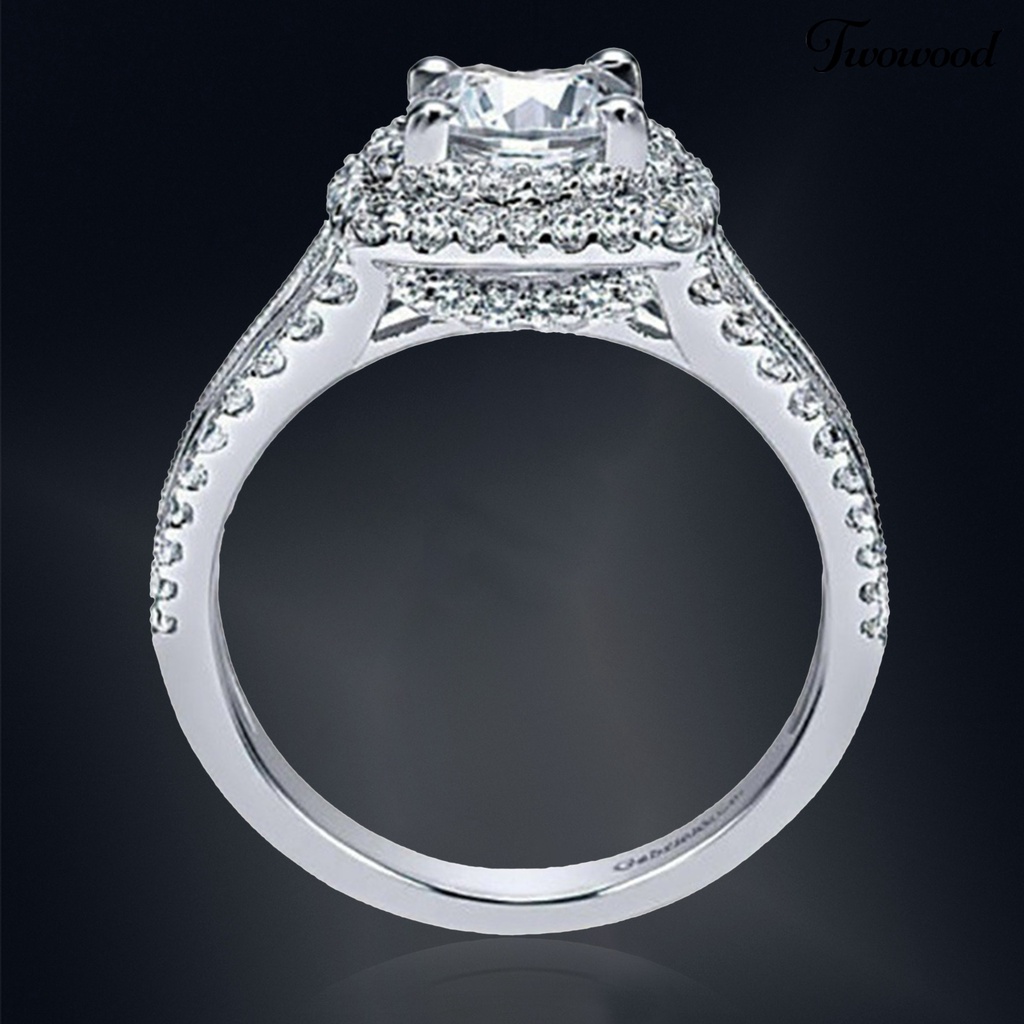 Cincin Berlian Imitasi Model Double Layer Untuk Wanita