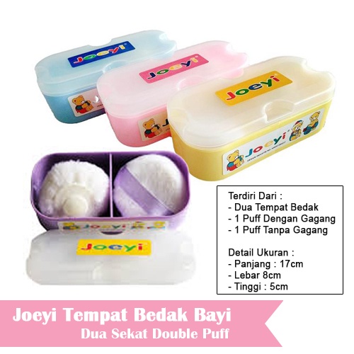 Tempat Bedak Bayi Joeyi 2in1 Double Puff Anti Pecah