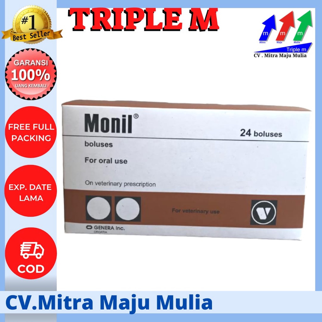 MONIL 24 Bolus (1box) - Obat Cacing Sapi Kuda Babi Kerbau Domba Kambing Hewan bolus