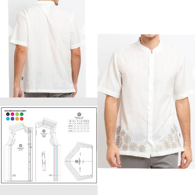 Pola Kemeja Koko Pria Tangan Pendek 8 size (XS - 4XL)