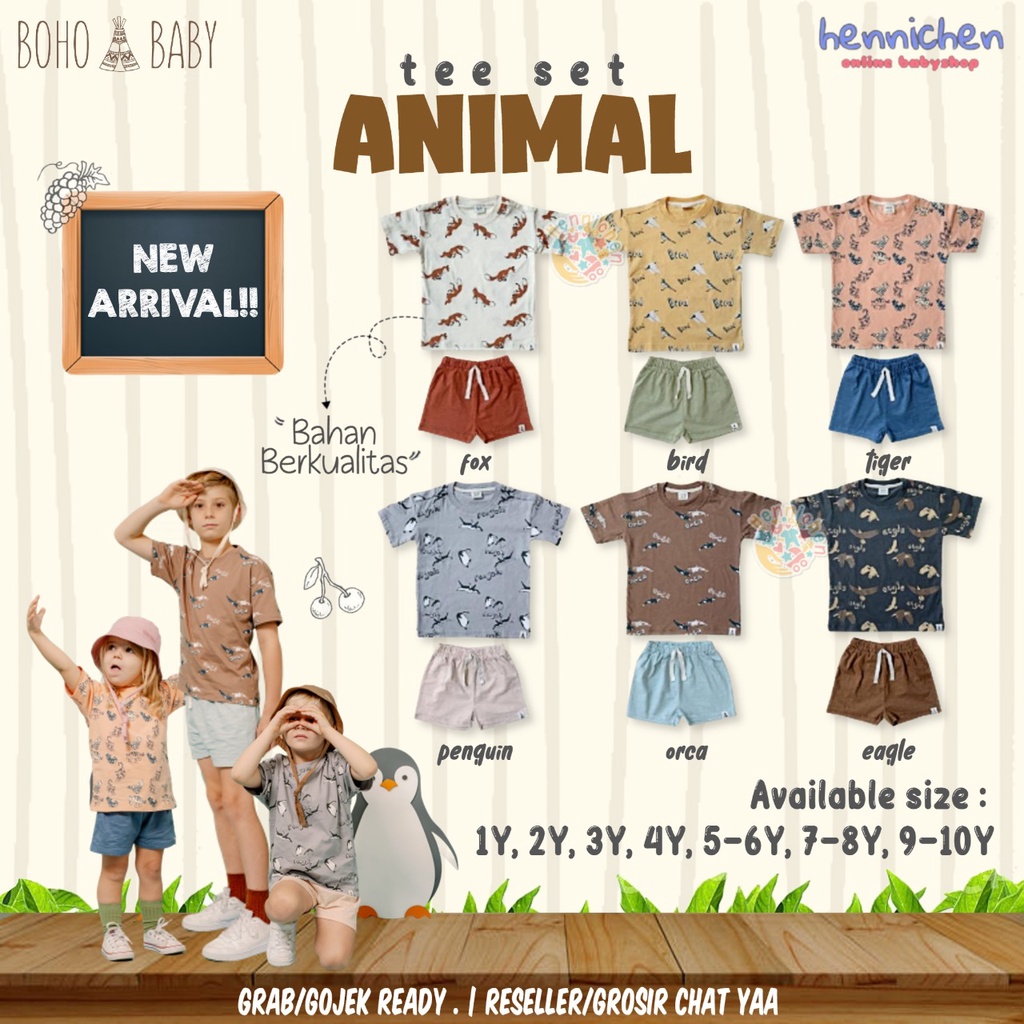 BOHOPANNA Animal Tee Set 1-10 Tahun Setelan Anak Motif Animal Zootopia 1 - 10 TAHUN