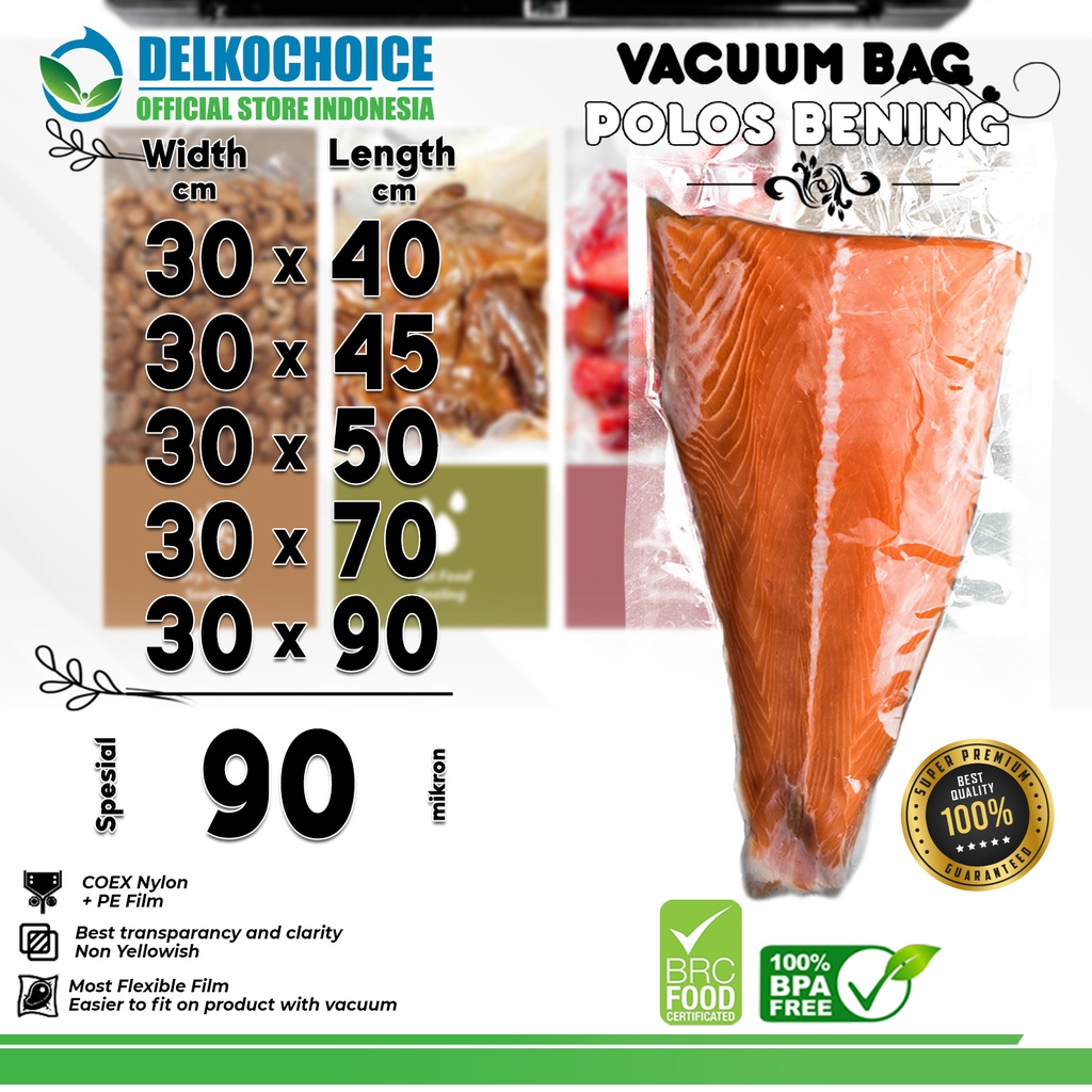 Vacuum Bag Makanan POLOS Plastik Vakum TEBAL PREMIUM SMOOTH DELKOCHOICE / SATUAN