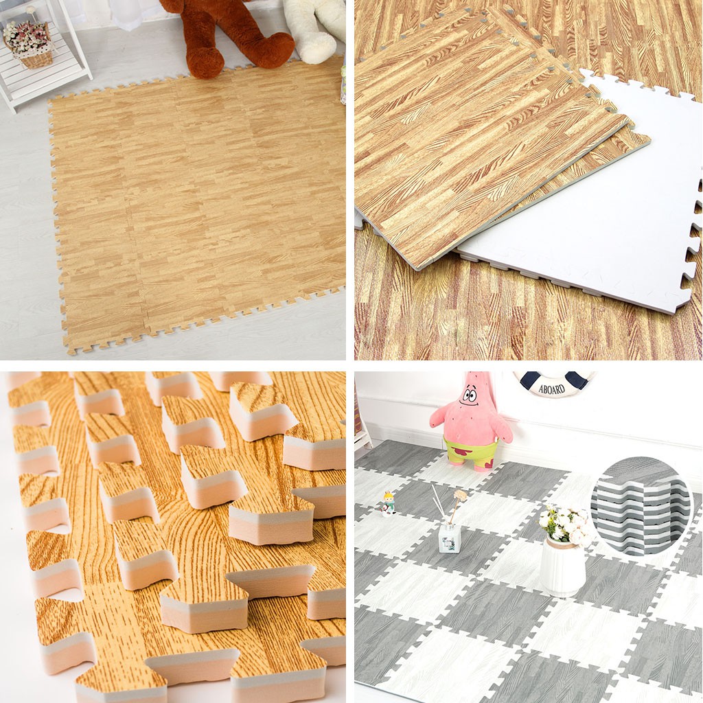 DIY Eva Mat Puzzle Matras Evafoam Alas Lantai Motif Kayu Bambu 30 CM X 30CM