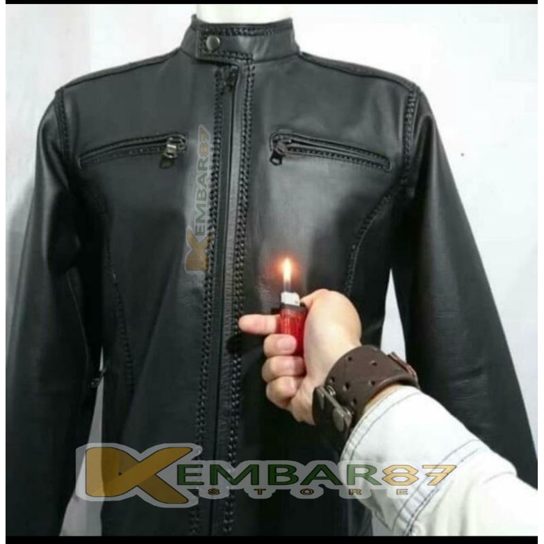 Jaket Kulit Domba Asli Pria Elegant Brownie ARL 033 Silverstone RFLA Ariel Noah 90 sulam terlaris