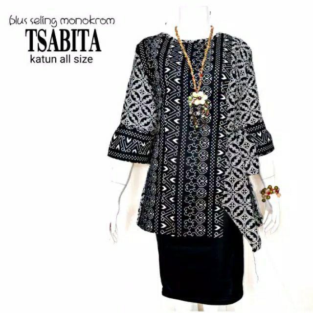 Blus Seling Monokrom Tsabita Ziggy Atasan Batik Modern Kerja Seragam Kantor Muslim Pesta Casual