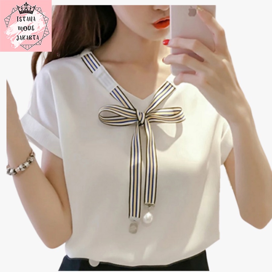 ISTANA MODE JAKARTA Blouse Laura / Blouse Thalia / Blouse Verra / Blouse Wanita / Fashion Wanita / imjv6-Putih