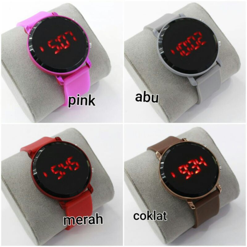 JAM TANGAN WANITA LED WATCH TERBARU 2021 STRAP RUBBER DIGITAL LD-15 CASE BULAT