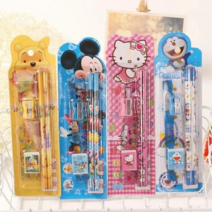 Alat Tulis Karakter Murah Mini Stationery set 5 in 1.