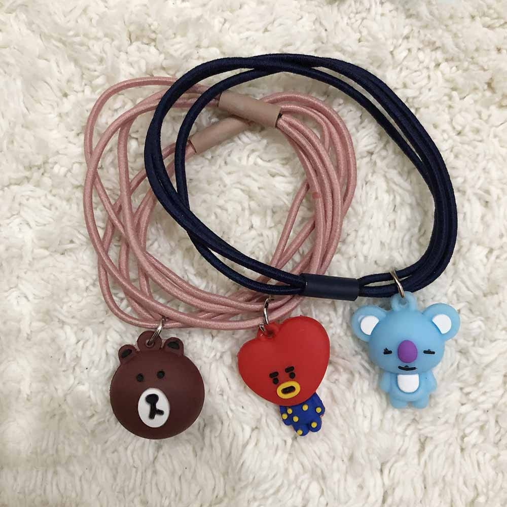 Ikat Rambut BTS 21 bisa Jadi Gelang  KARET KOREA MOTIF KARTUN BTS LUCU