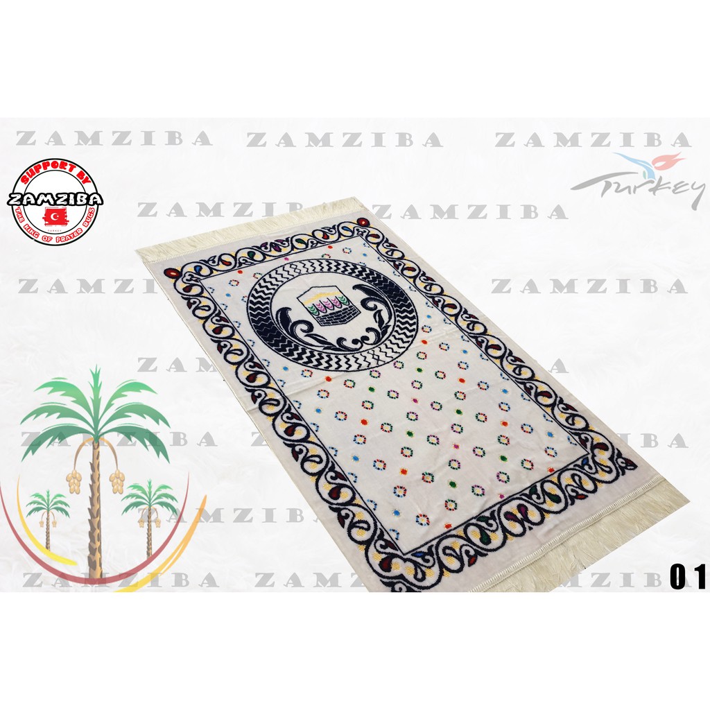 Sajadah Genova Spigel Putih Bahan Halus Dan Tebal Ukuran 70x110cm Perlengkapan Sholat Sejadah Zamziba