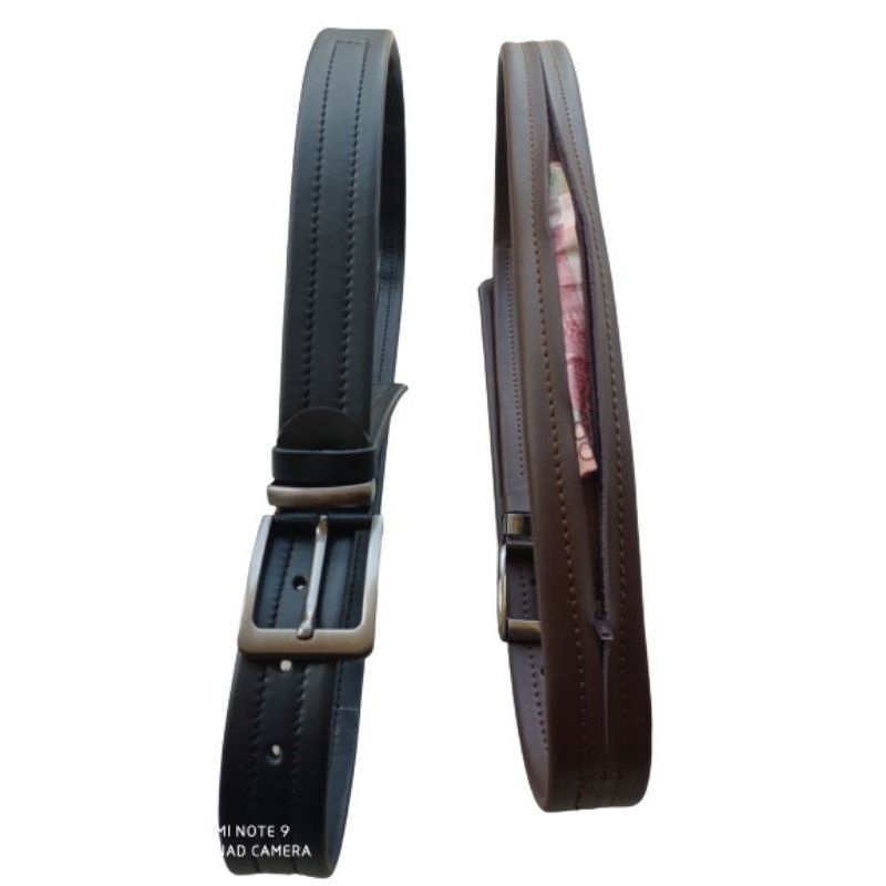 Ikat Pinggang Pria Sabuk Gesper Resleting Asli Kulit