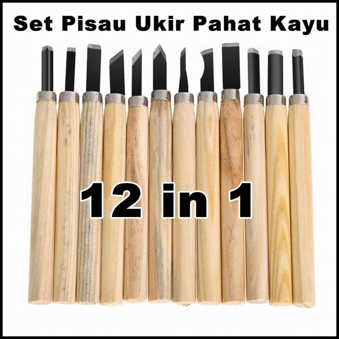 Set Pisau Ukir Pahat Kayu 12 in 1 Wood Carving Art Knife