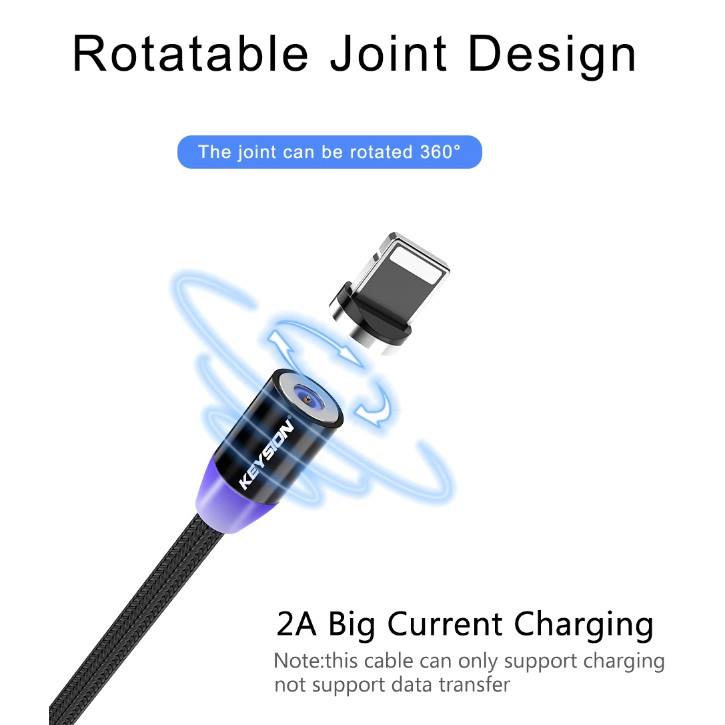 Kabel data cas magnet KEYSION LED 2.4A - Bergaransi 6 bulan