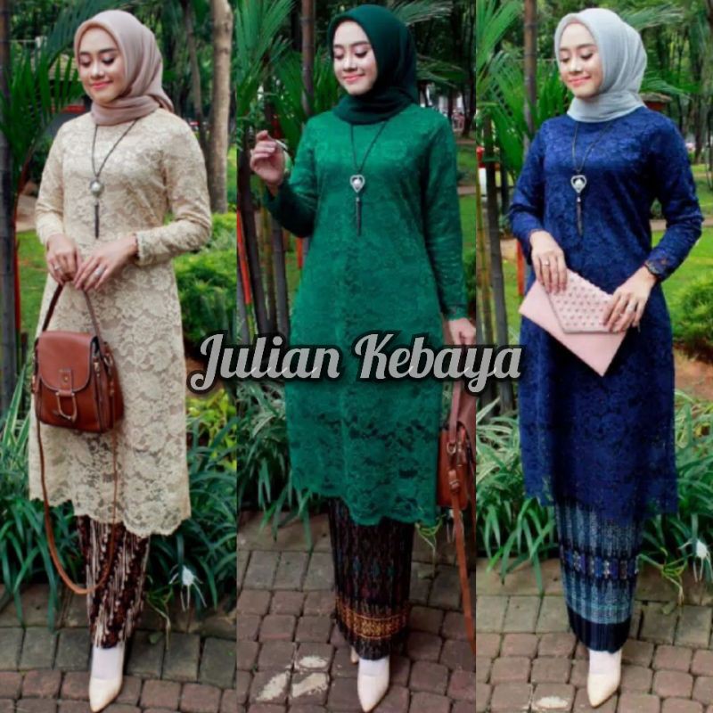 BAJU KEBAYA TUNIK BROKAT JUMBO MODERN / SETELAN KEBAYA WANITA MUSLIMAH BAJU PESTA MODERN