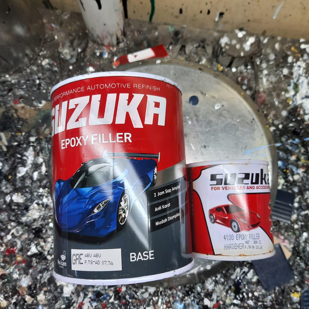 Epoxy SUZUKA / Cat Dasar Primer Surfacer BLACK GREY dan WHITE 1kg