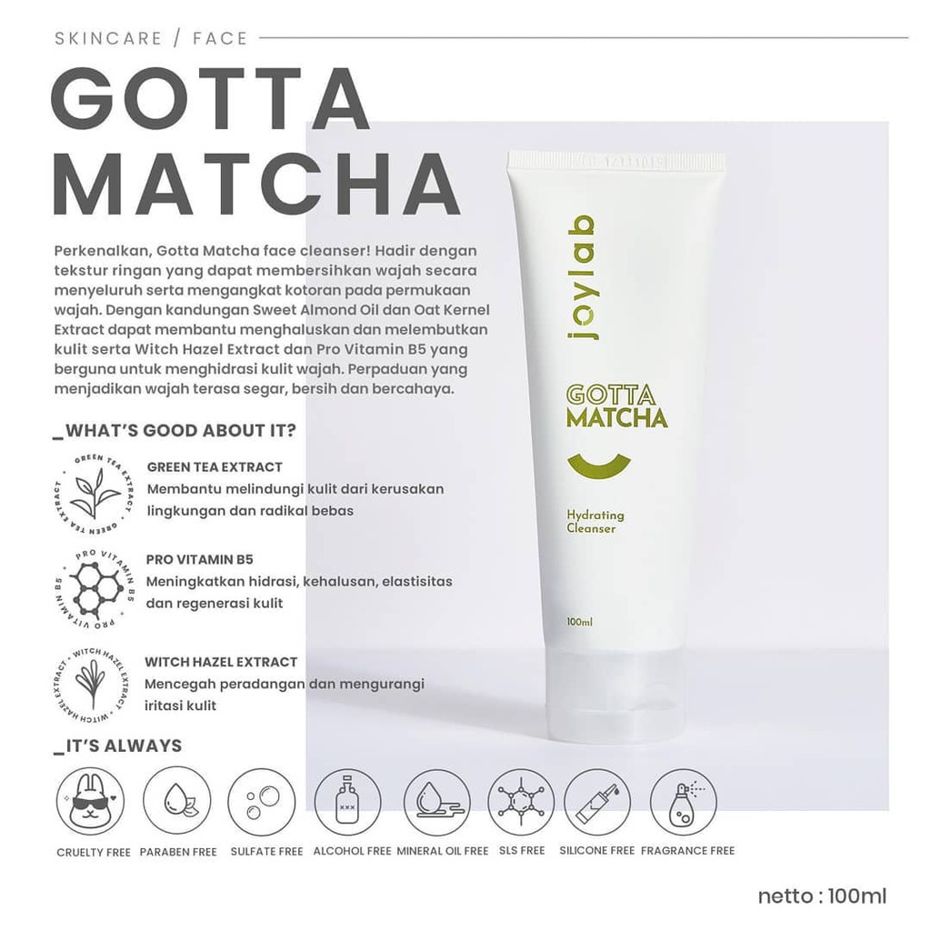 Joylab Gotta Matcha/Smooth Facial Wash/Exfoliating Cleanser (100ml)