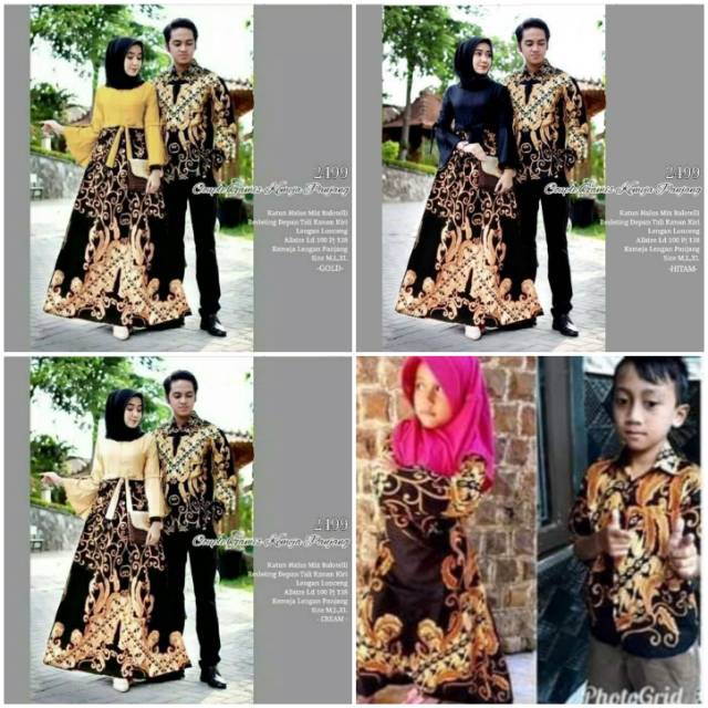 Couple family long dress batik kombinasi 2499 sarimbit keluarga
