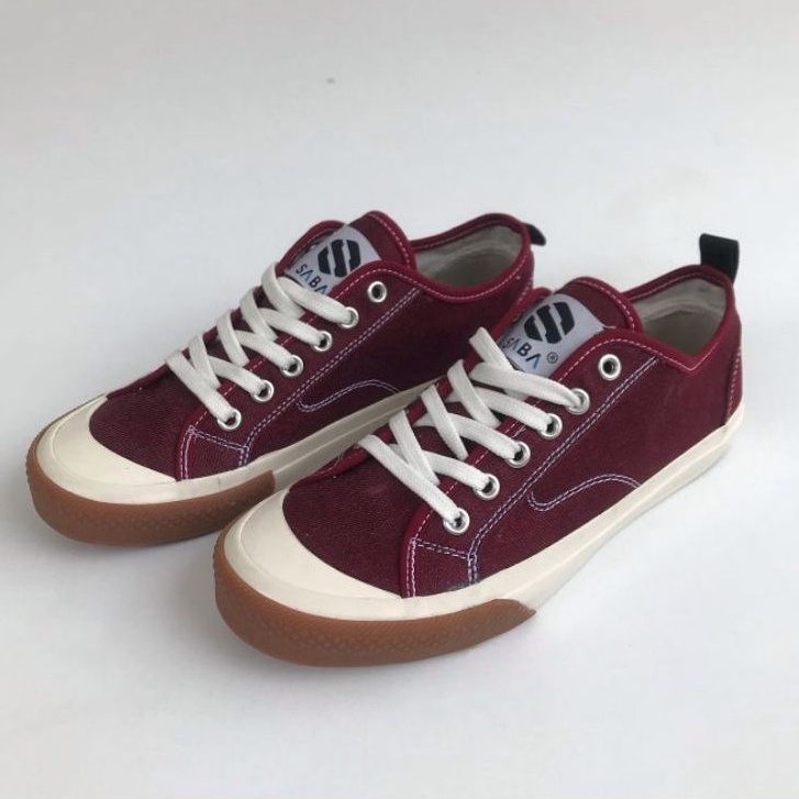 SEPATU SABA DENIM LOW MAROON