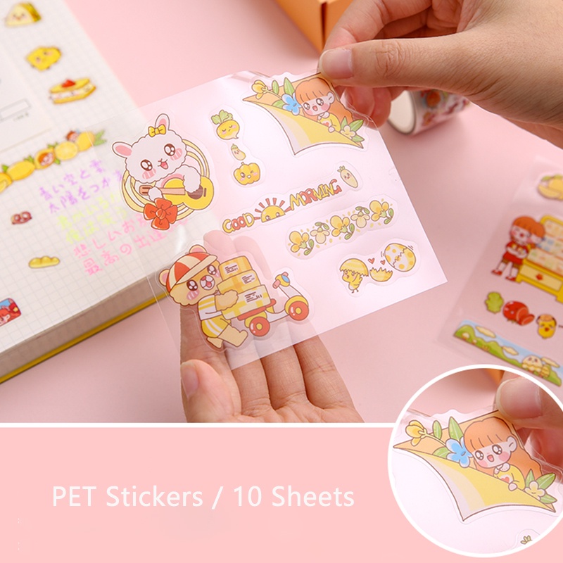 20 Pcs Cartoon Character PET Tape Sticker Set Diary Material Decoration DIY Sticker