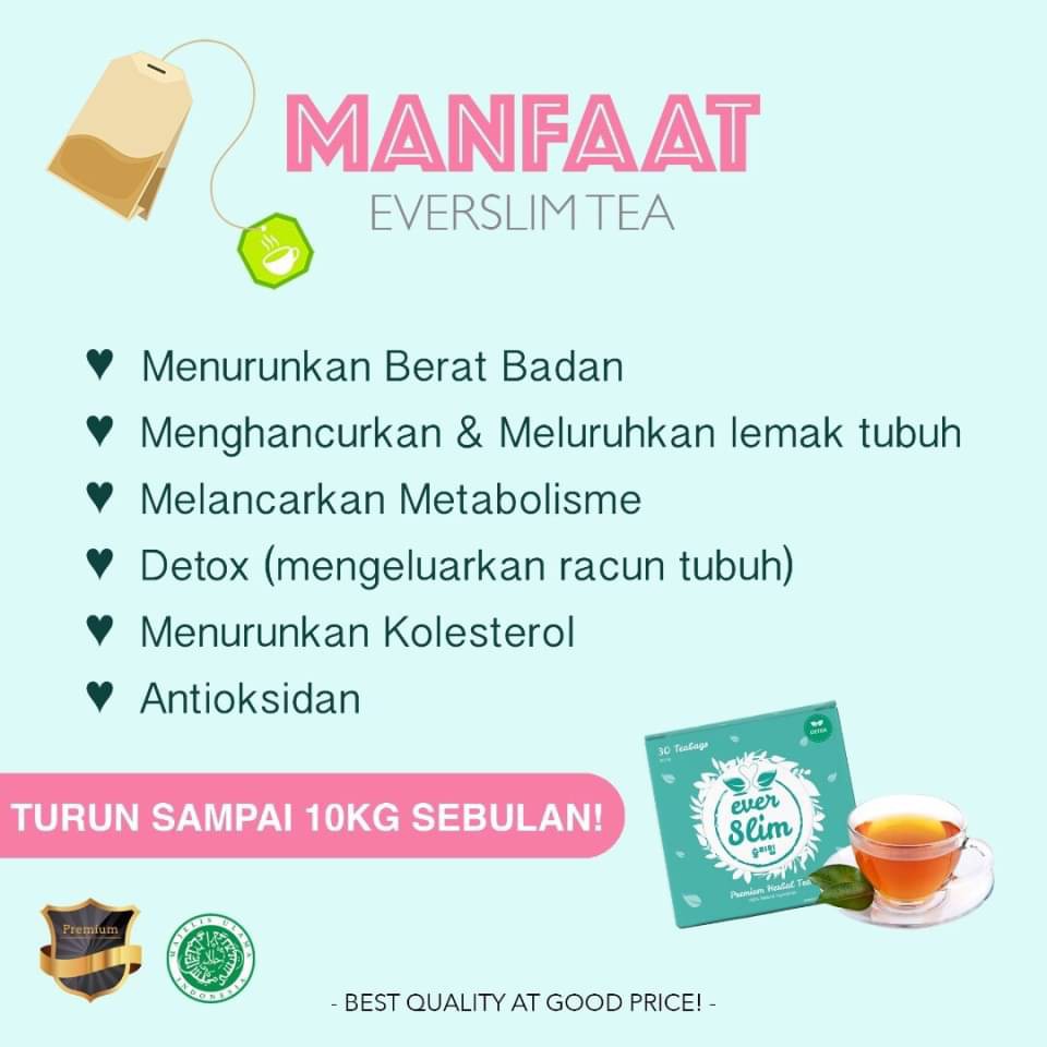 [HALAL] Everwhite Teh Pelangsing  INSTAN Satu Bulan Hasil Nyata Kandungan Hi-Collagen agar Kulit Semakin Kinclong