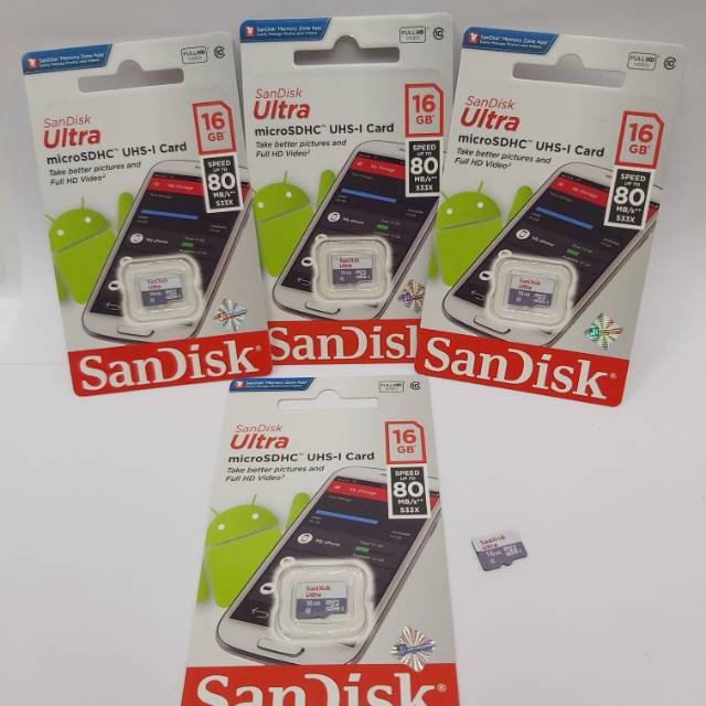 Memory Micro SD Ultra Sandisk 16gb Class 10 Speed 80 MBPS