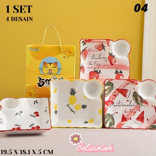 Set Piring Keramik / Piring Motif Buah Fruity / Piring Jepang 1 SET