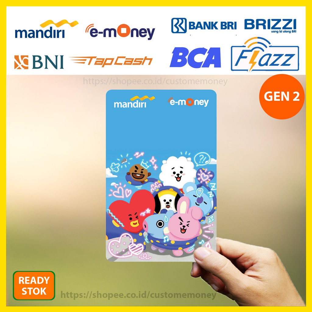 Emoney bt21 Rj Mang Cooky Anime 79 Etoll E-Money Mandiri Flazz GEN 2 BNI Tapcash BRI Brizzi - 1 SISI