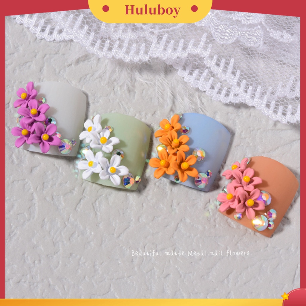 Huluboy Huluboy♡ 5pcs Ornamen Bunga 3D Multifungsi Bahan Alloy Untuk Dekorasi Nail Art