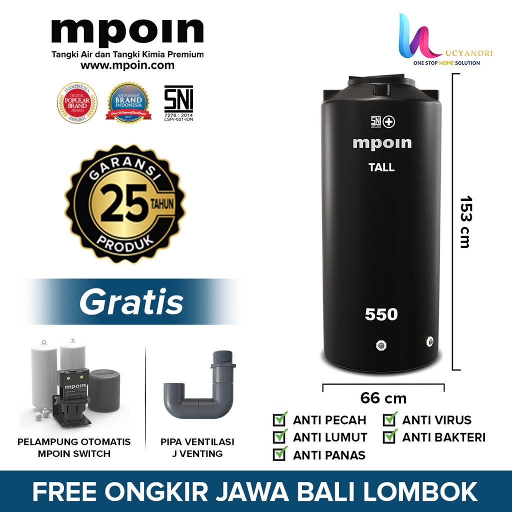 Tangki Air MPOIN 550 Liter Toren MPOIN PLUS 550 Tall tangki