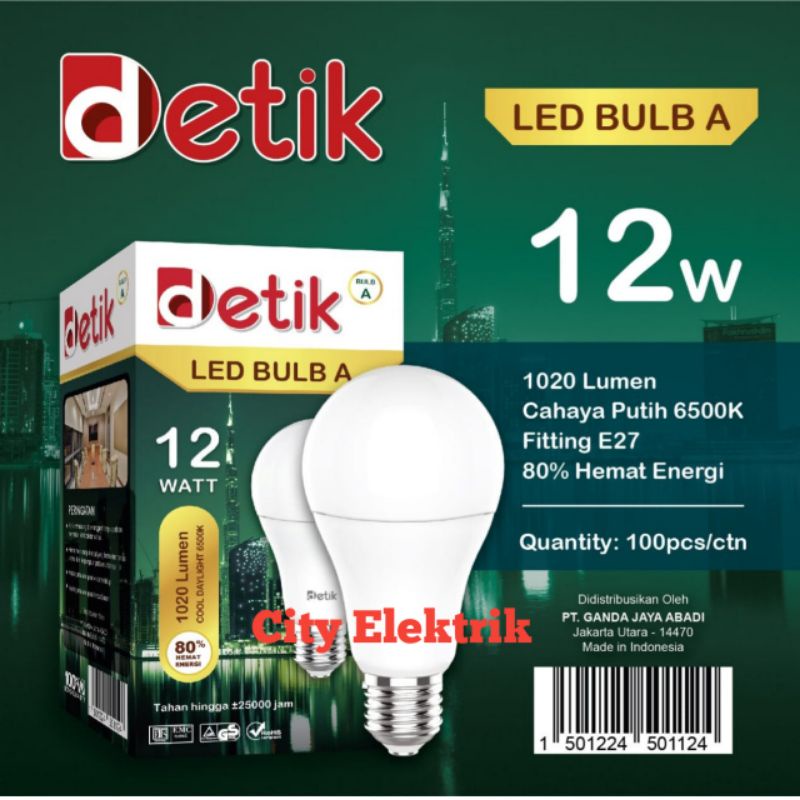 PAKET BELI 2 GRATIS 1 LAMPU LED DETIK BULB A 12 Watt / Super Terang / PAKET PROMO / BERGARANSI 1 TAHUN