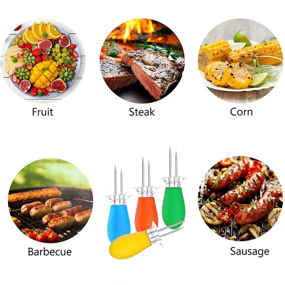 [Elegan] Corn Holder Gagang Plastik1Per3 /5 /10pcs Jagung Di Cob Masak Dapur Gadget Garpu Buah Rumah