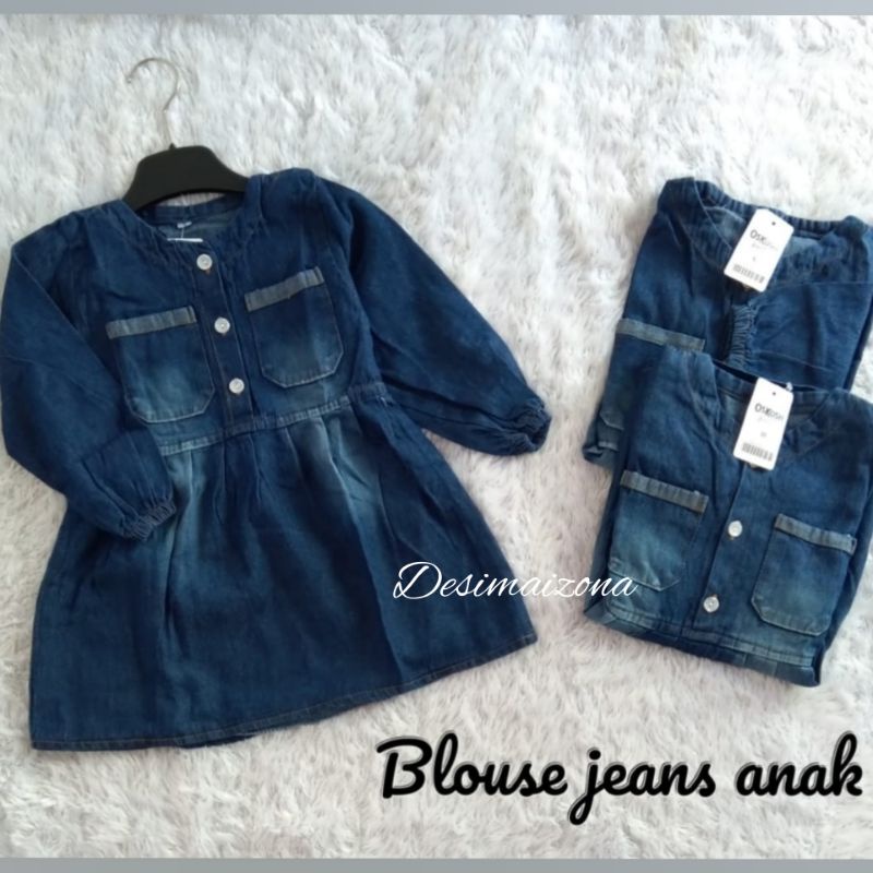 DRESS JEANS DENIM ANAK,KEKINIAN,SIZE,:S,M,L,TANGAN PANJANG.