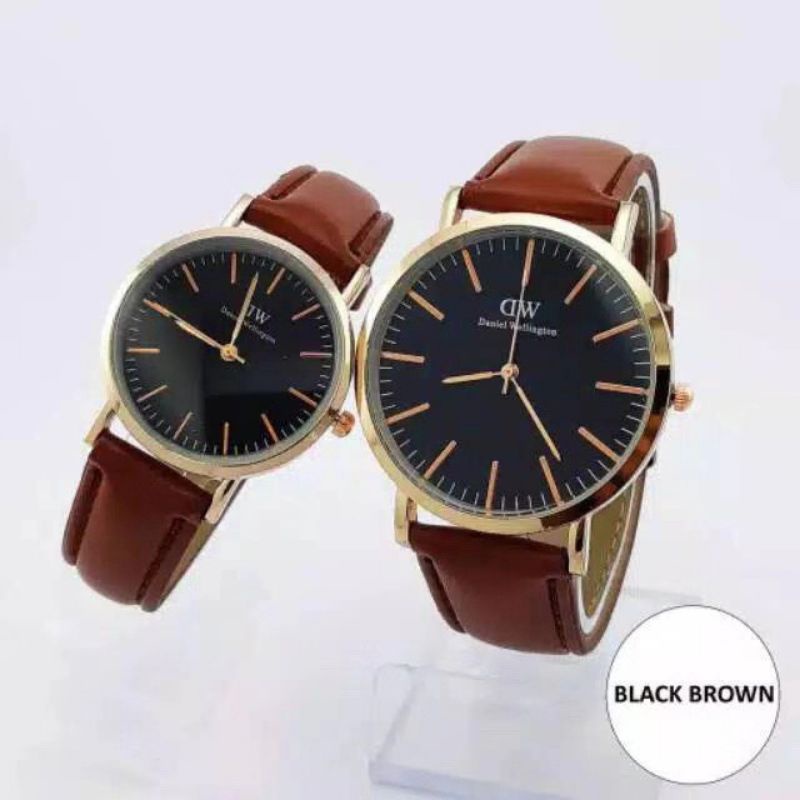 (Terima Cod)Jam Tangan Couple Harga 1Pcs DM Strap Kulit (Dikirim Dari Jakarta)