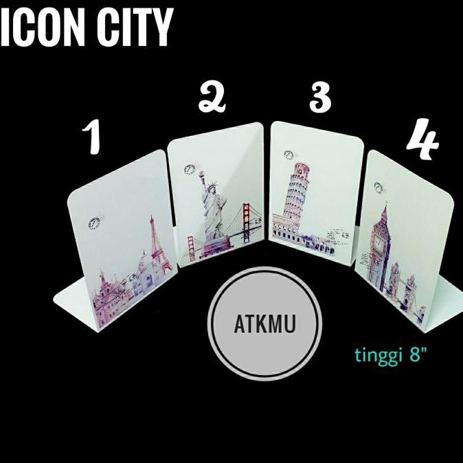 

✨BISA COD✨ Book End / Book Stand / Penyangga Buku Besi Unicorn - Dino - Daisy - Icon City, No. 4