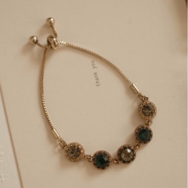 Ark.co - Langham crystal bracelet (emerald, crystal white, blue) gelang tangan adjustable serut kristal