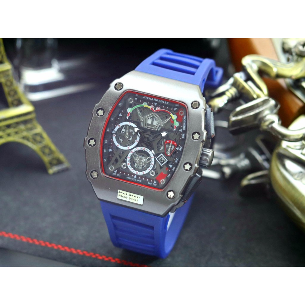 JAM TANGAN PRIA RM50-03/01 MCLAREN RUBBER CHRONOGRPAH TANGGAL AKTIF DIAMETER 4,5 CM