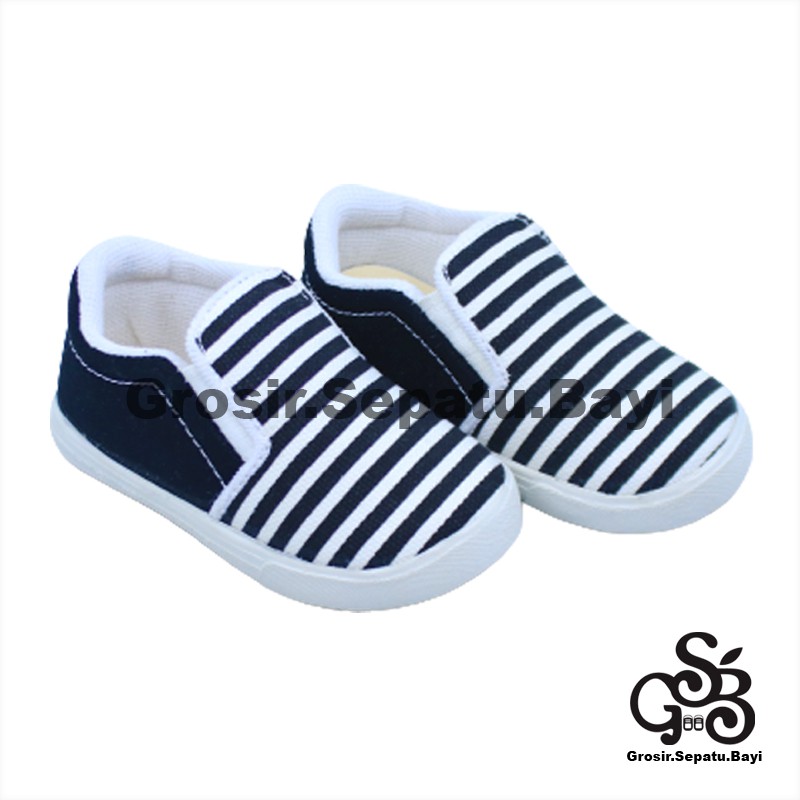 sepatu anak laki laki perempuan slip on motif Salur murah