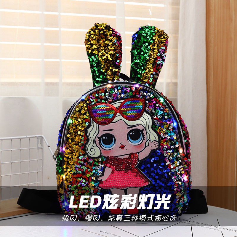 Tas Ransel Sequin Lampu LED LOL - LOL16 tas backpack anak perempuan