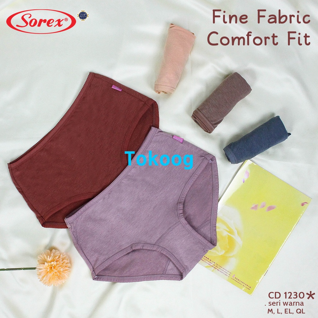 (12PCS) Celana Dalam Wanita Sorex Renda Karet Kecil Katun 1230 M L XL XXL