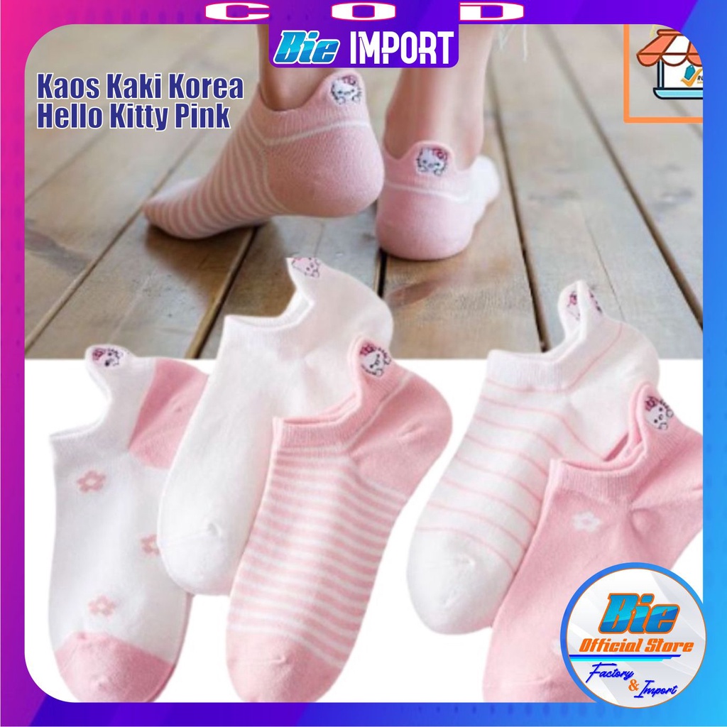 Kaos Kaki Korea Wanita Motif Hello K Impor Best Seller