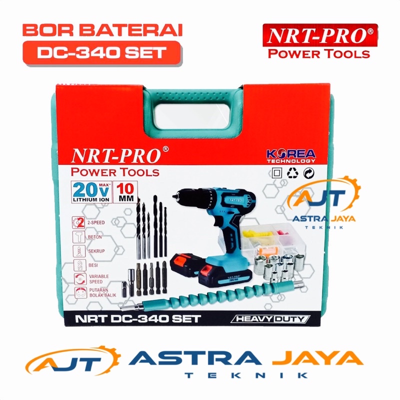 NRT PRO DC-340 20 Volt Cordless Impact Drill - Bor Tembok Beton Baterai Cas ORIGINAL