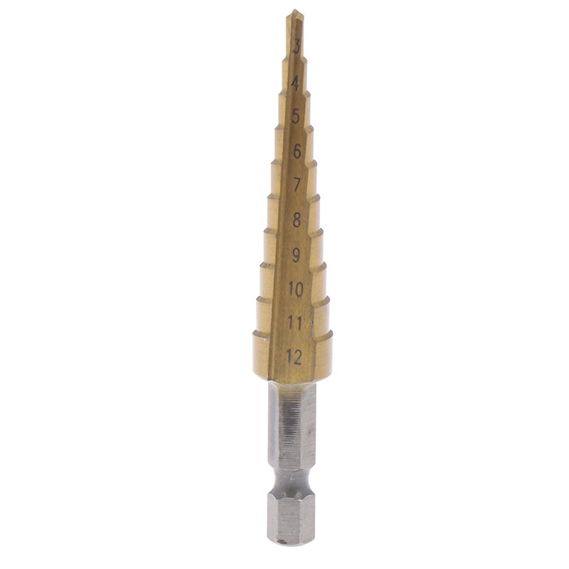 3-12mm Coated Stepped Drill Bits Hex Handle Drill Bit Metal Drilling Power Too