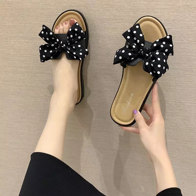 (FY) Sandal Wanita Sandal Slop Wanita Model Pita Polkadot Fashion Korea Import Real Pict