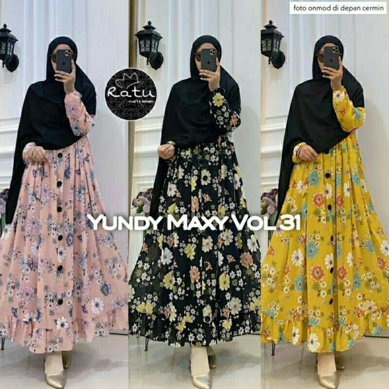 YUNDY MAXY VOL 31 / GAMIS CERUTY PRINTING MOTIF APLIKASI RENDA KELILING FULL PURING
