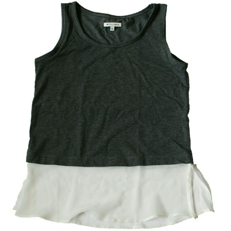 Tanktop Olahraga Wanita I LOVE COLORBOX Abu-abu Tua Preloved Bekas Second Ukuran S